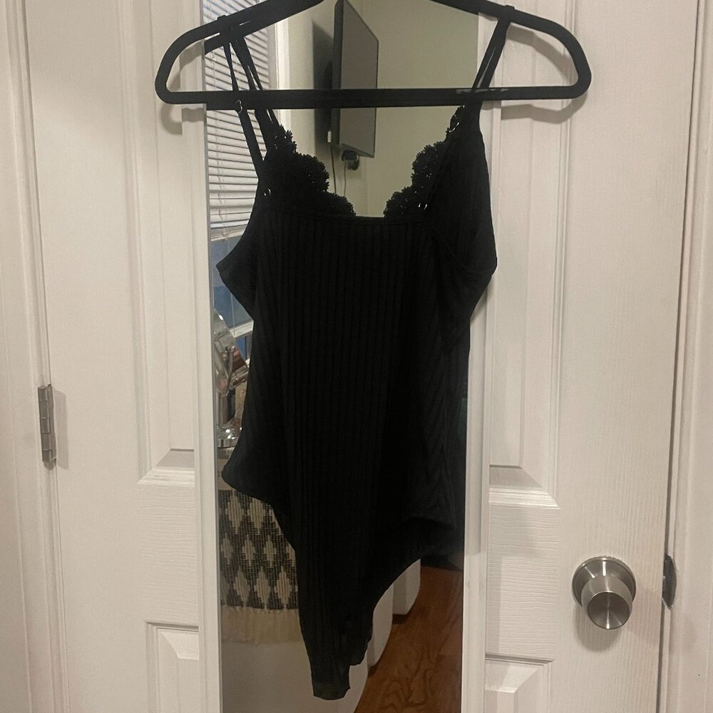 Black Bodysuit w/ Crochet Details
